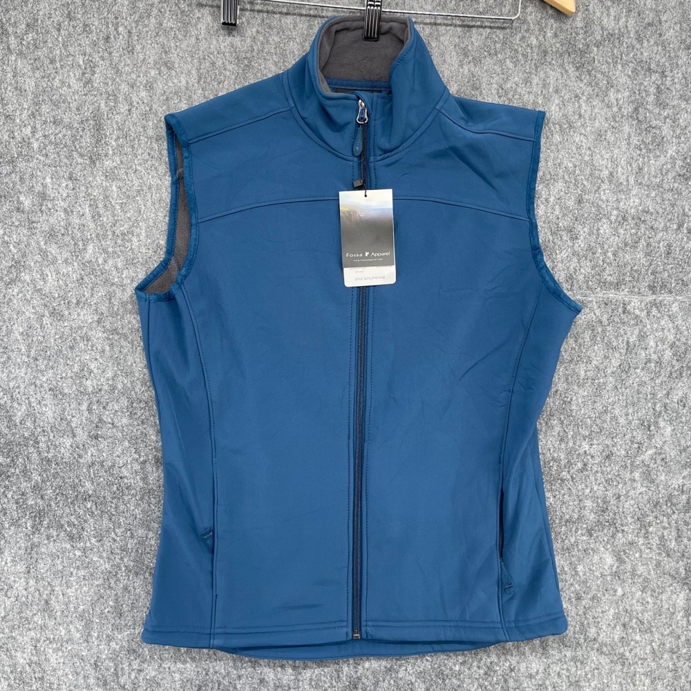 Fossa Apparel Vest Womens Medium Bonded Soft Shell Blue Full Zip Fleece Lined
